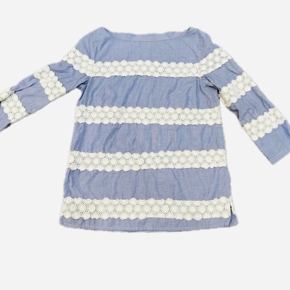 Banana Republic Blue Stripe Eyelet Tunic Top - XS - Picture 1 of 5